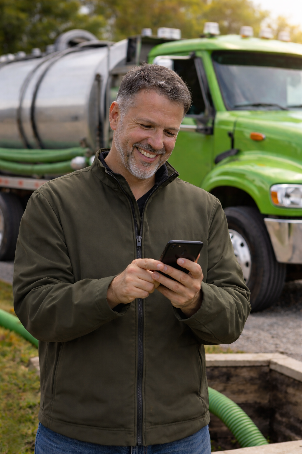 Septic business owner enjoying marketing results